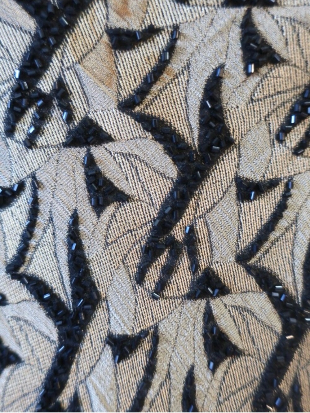 Carmen Marc Valvo Signature Beaded Cowl Neck Gown Taupe Tan Black Size 10 - Picture 9 of 10